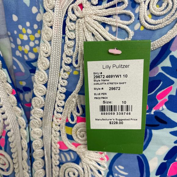 NWT Lilly Pulitzer Carlotta Stretch Shift Dress Blue Peri Pinch Pinch Print 10 - Picture 7 of 8
